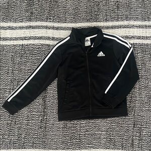 adidas Black Jacket with White Stripe Accents